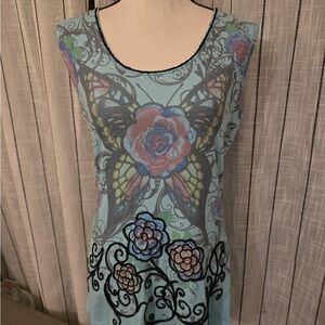 SPY Colorful Butterfly and Floral Tank Top